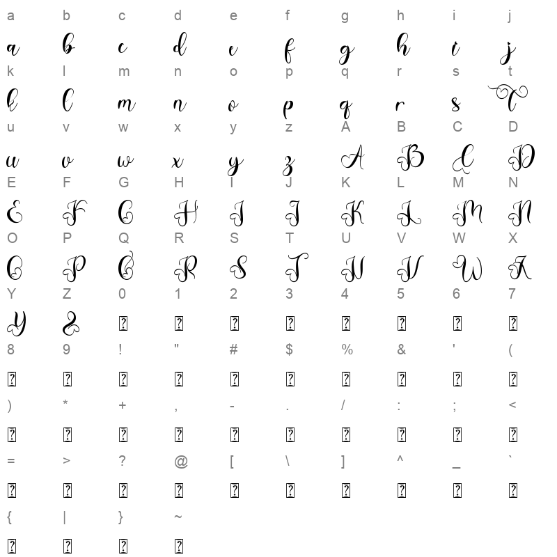 beautiful romantic monogram demo Character Map