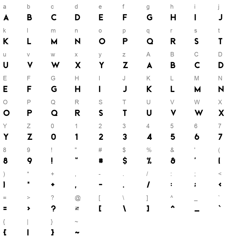 beckman black Character Map
