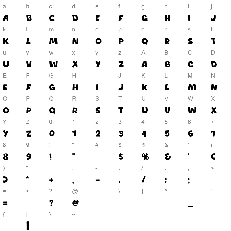 Bedmi Puri otf Character Map