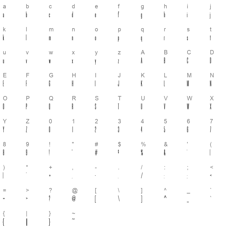 bee two Character Map