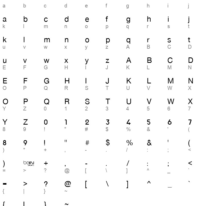 bein normal Character Map
