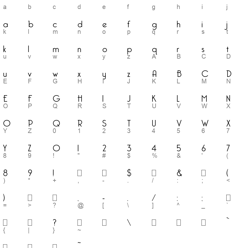bellerose light Character Map