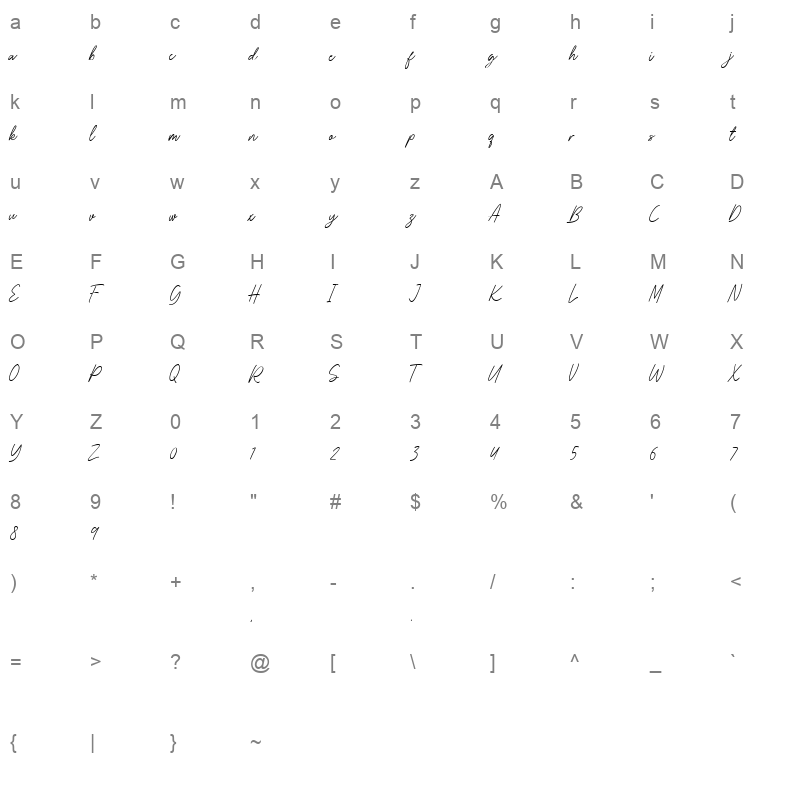 bellina regular Character Map