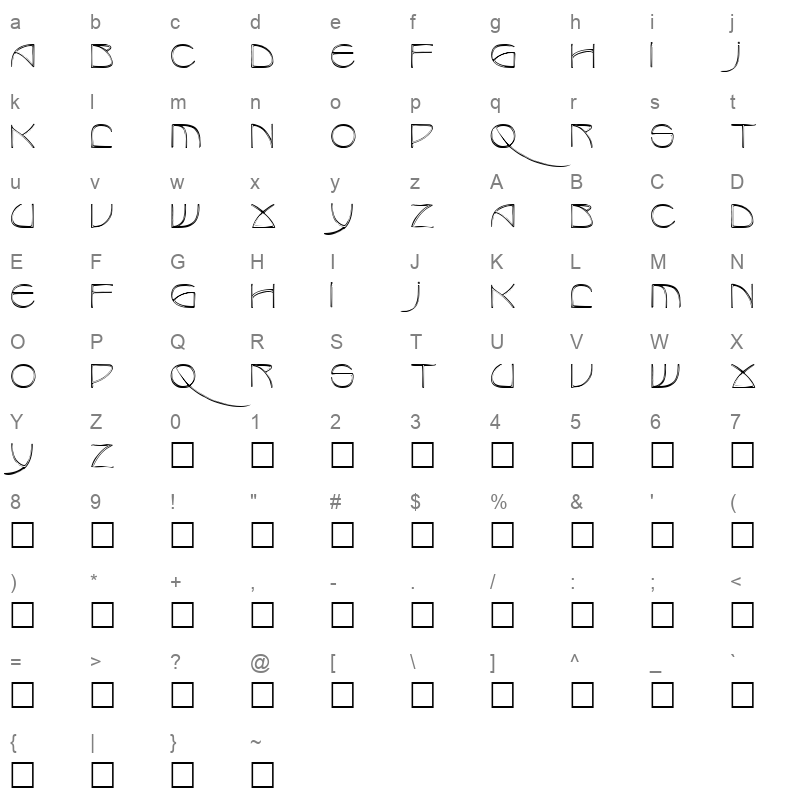 benjamin regular Character Map