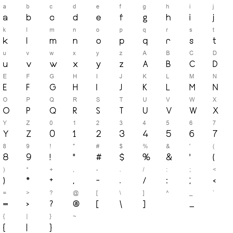 bennett bold Character Map