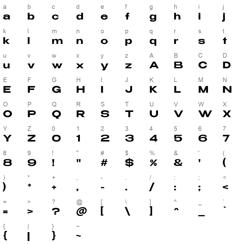benzin semibold Character Map
