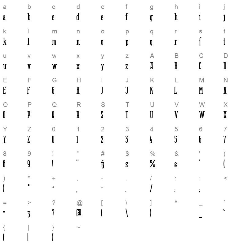 berlin email serif semibold Character Map