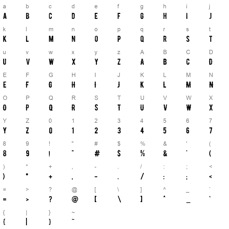 bernier distressed Character Map