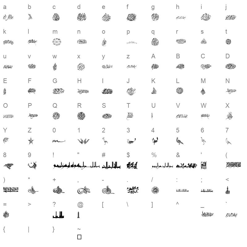 Besmellah 3 Character Map