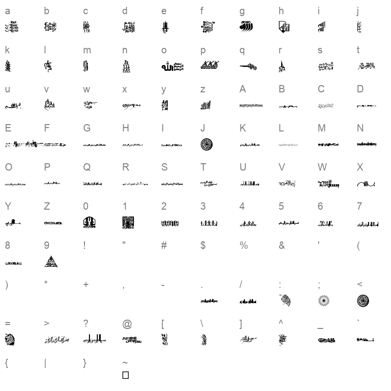 Besmellah 4 Character Map