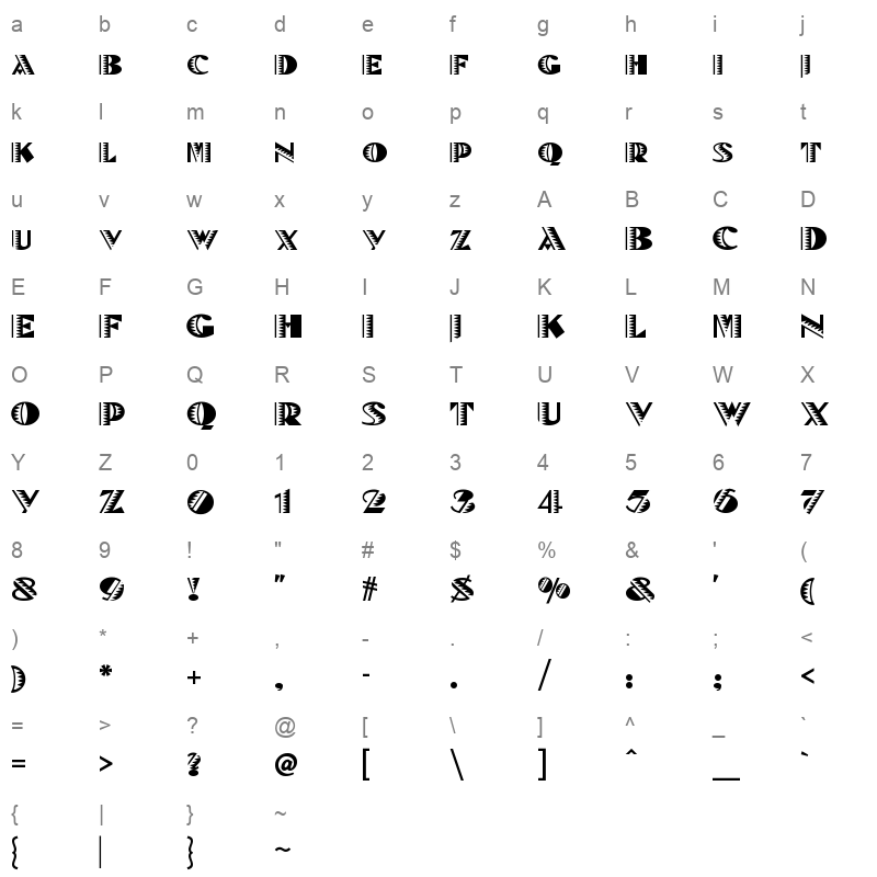 bete noir nf Character Map