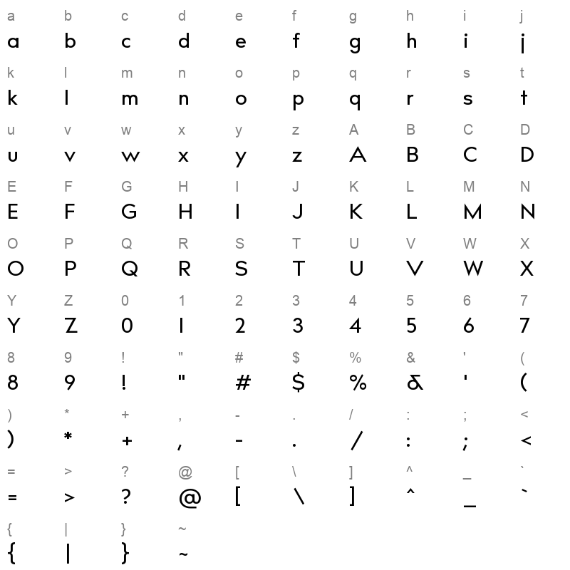 bill corporate narrow medium Character Map