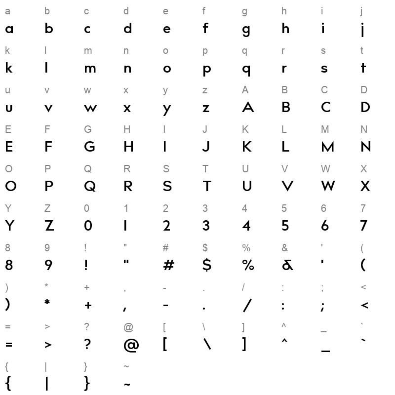 bill corporate narrow semibold Character Map