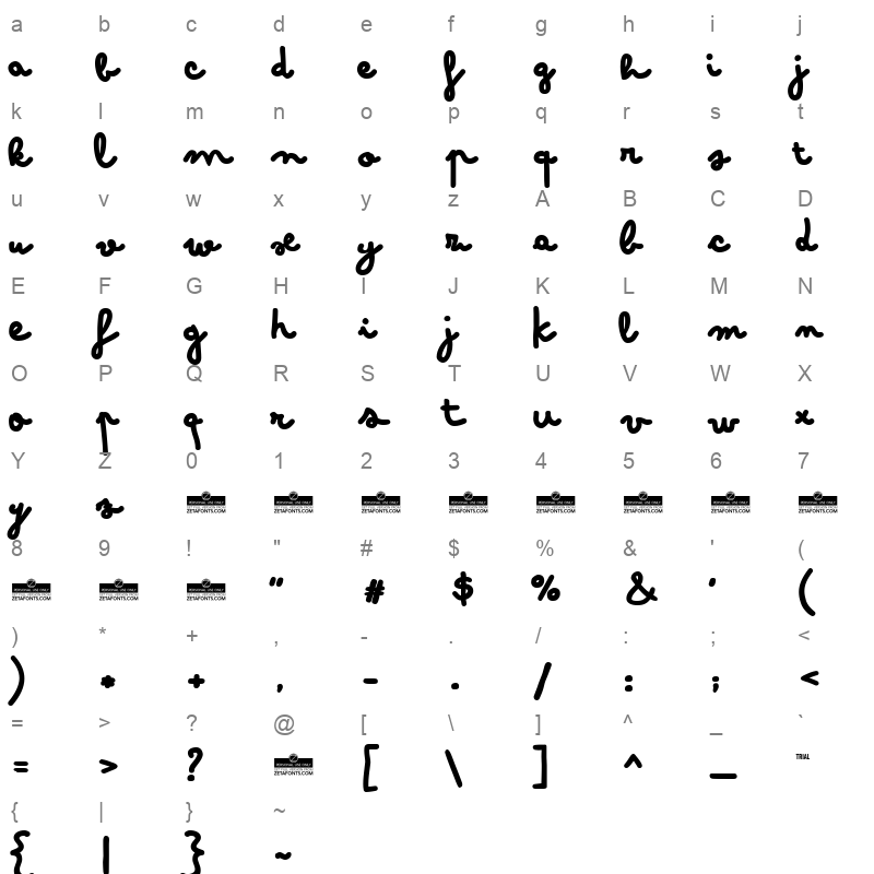 bimbo jumbo Character Map