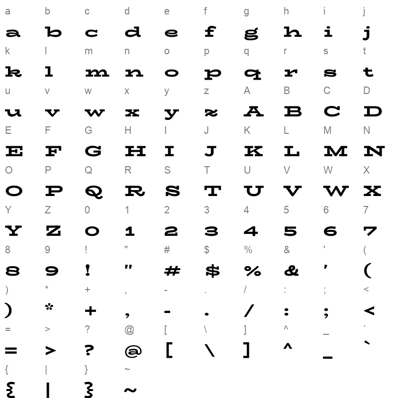 biorhyme expanded extra bold Character Map