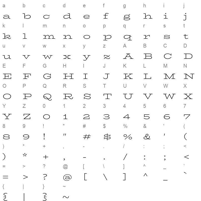 biorhyme expanded light Character Map