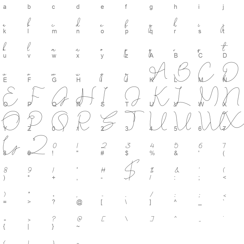birlina signature Character Map