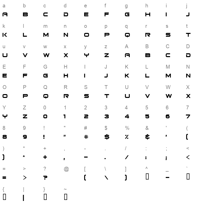bitsumishi Character Map