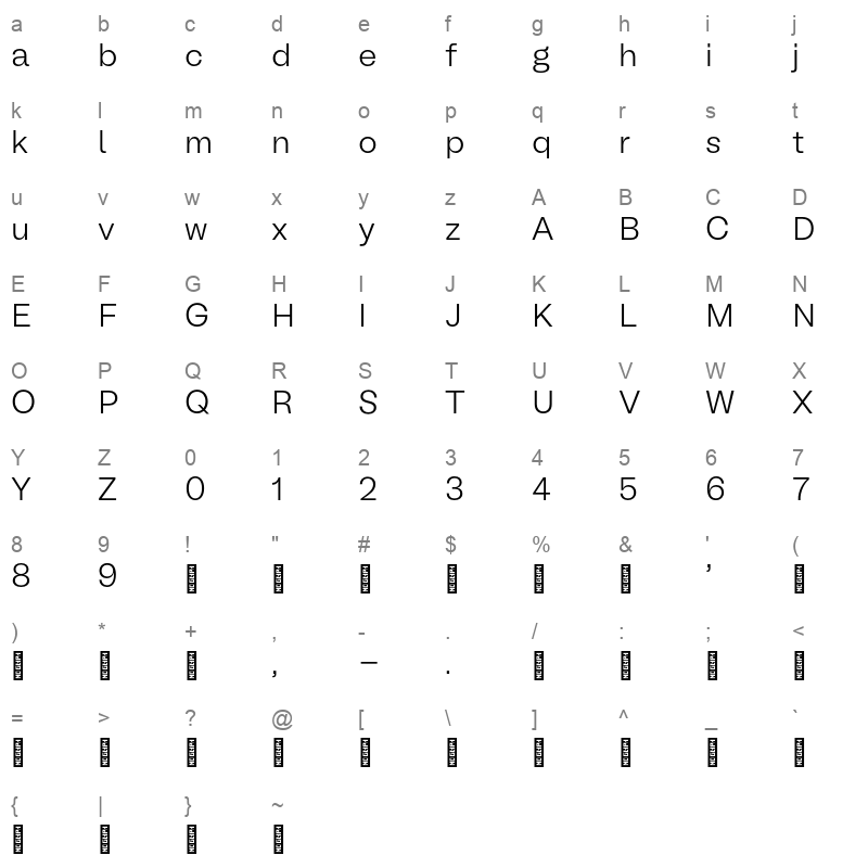 bl melody light Character Map