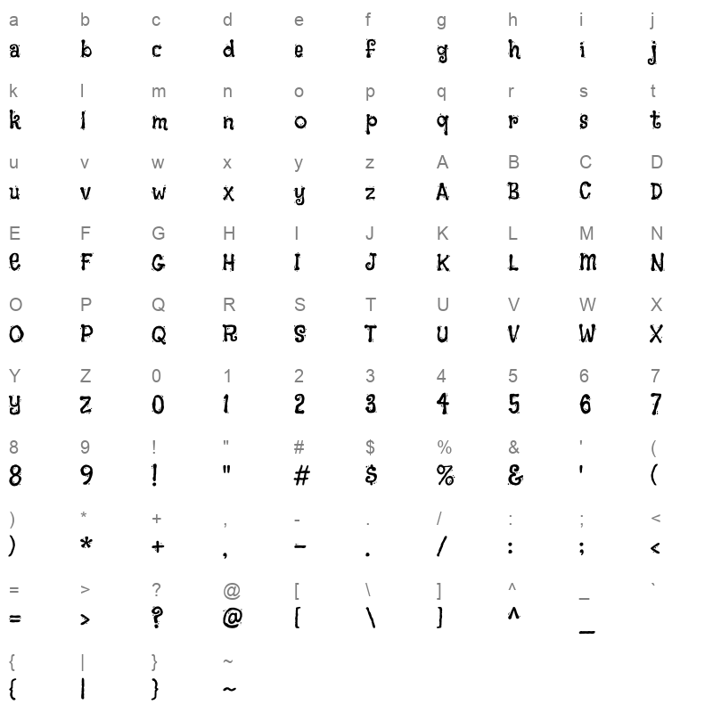 black and white picture regular Character Map