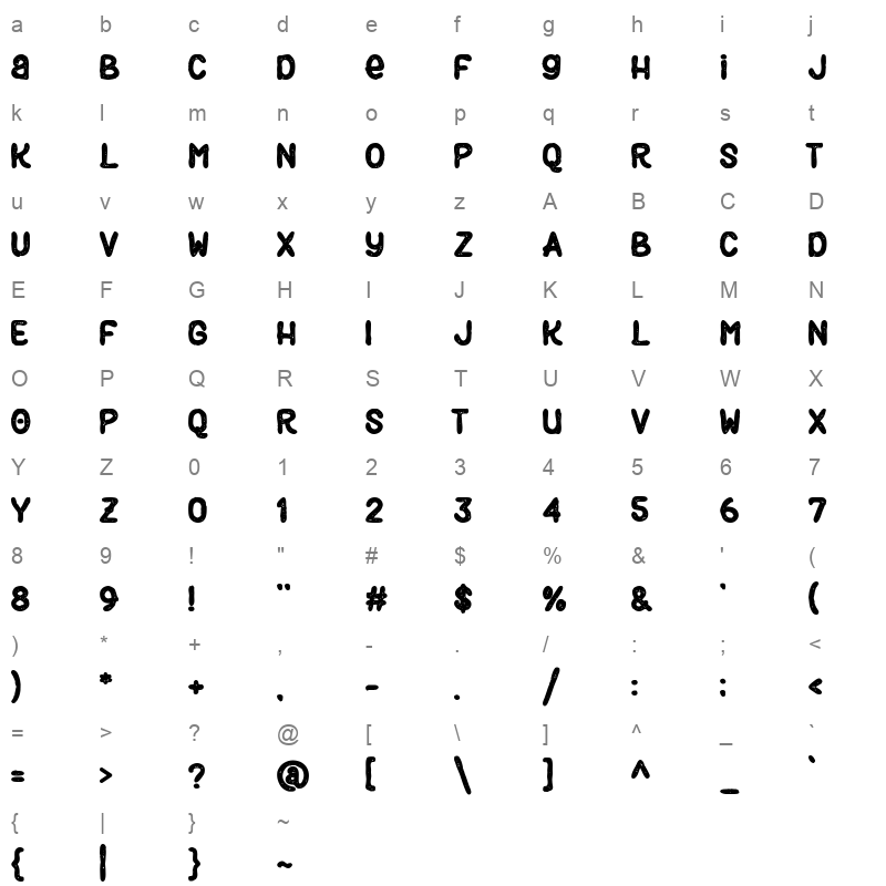 black burger Character Map