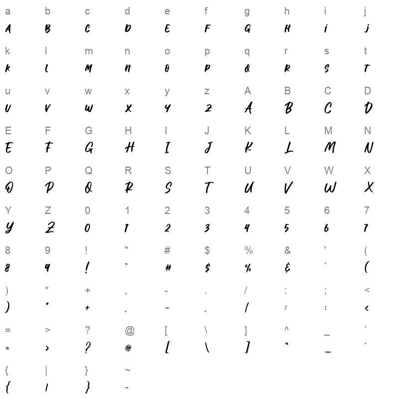 BLACK COBRA OTF Character Map