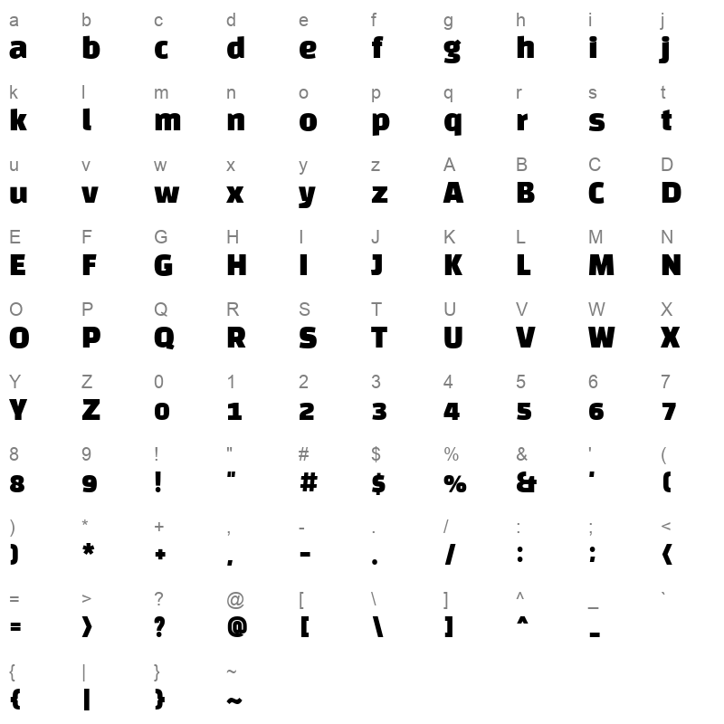black han sans Character Map