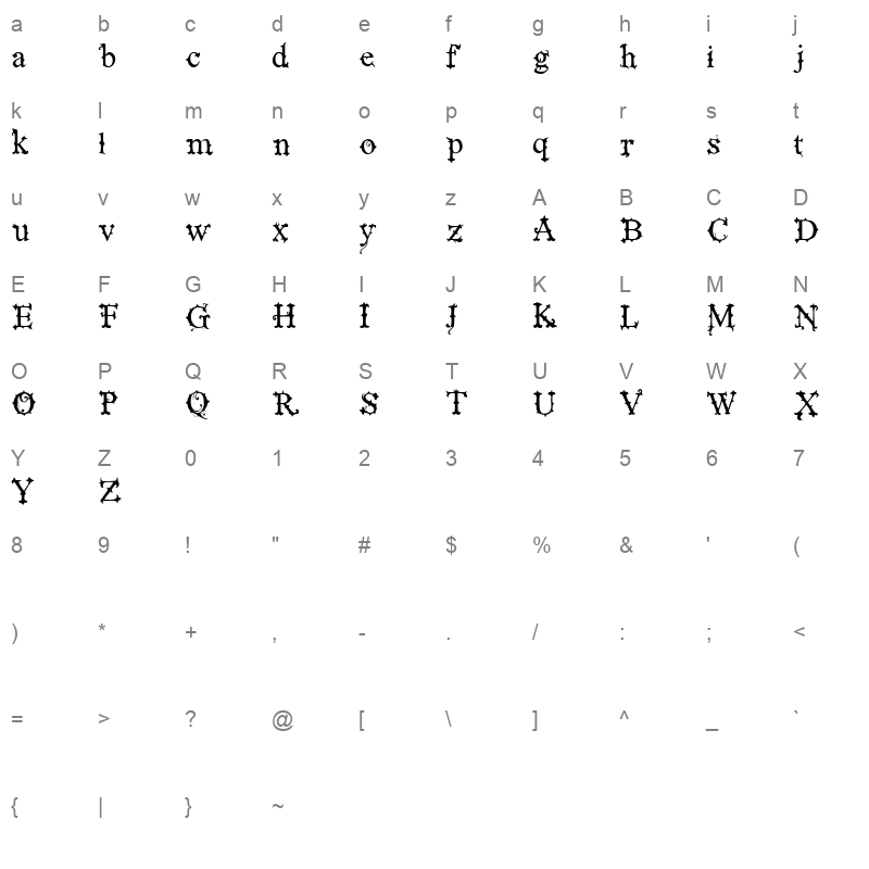 black label tks black label normal Character Map