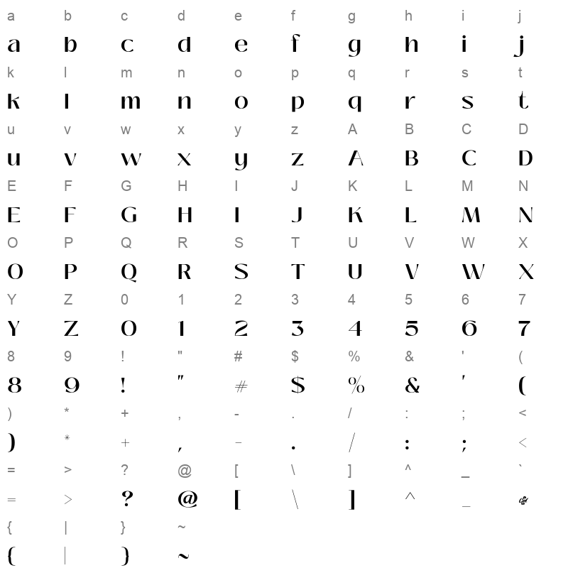 black mango semibold Character Map