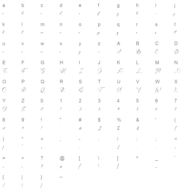 Black Ming TTF Character Map