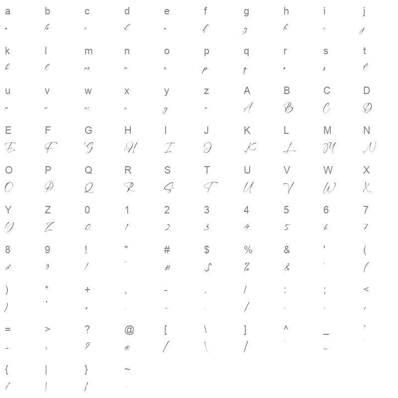 Black Ming Character Map
