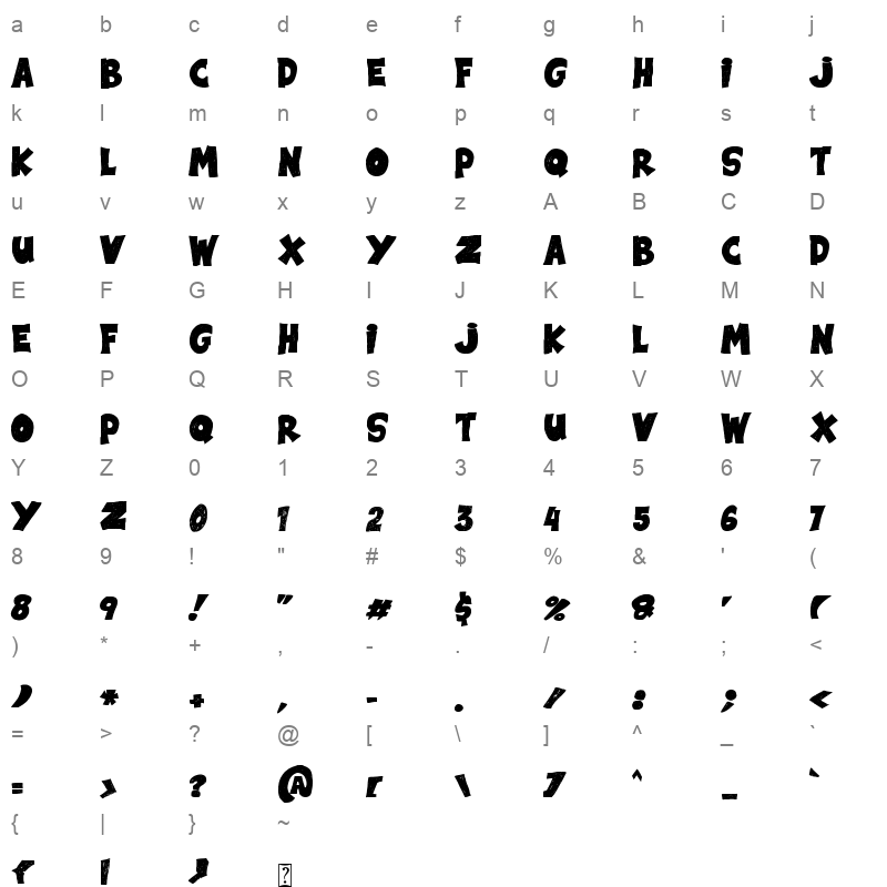 black note Character Map