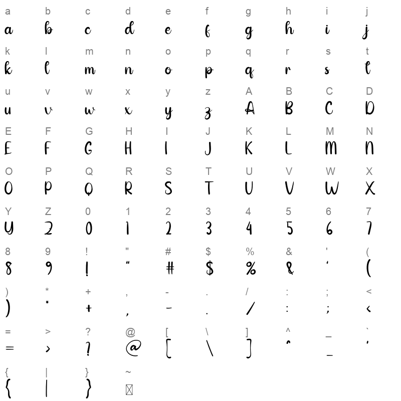 black regular Character Map