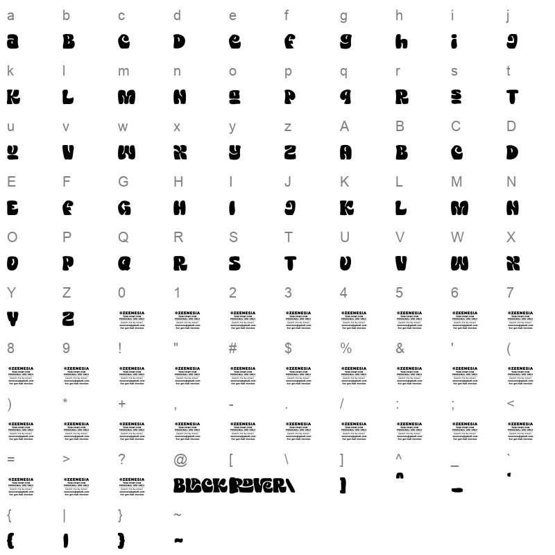 black rover for personal use on Character Map