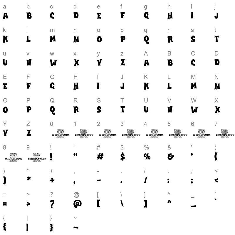 black wizard Character Map