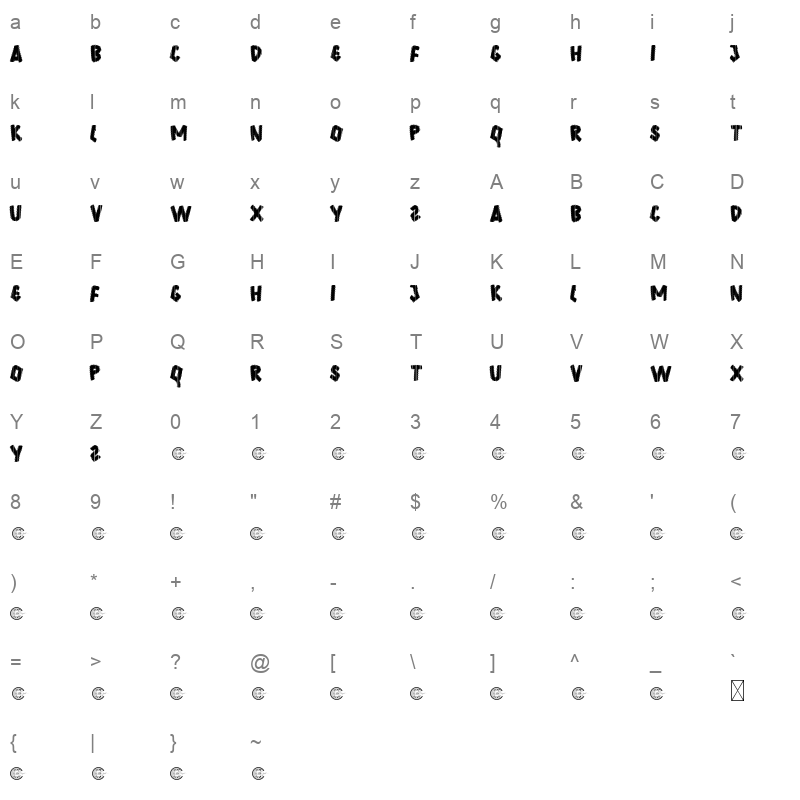 blackevildemo Character Map