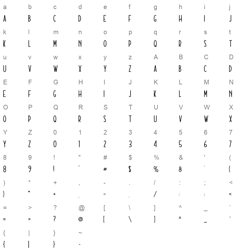 blackfire rounded Character Map