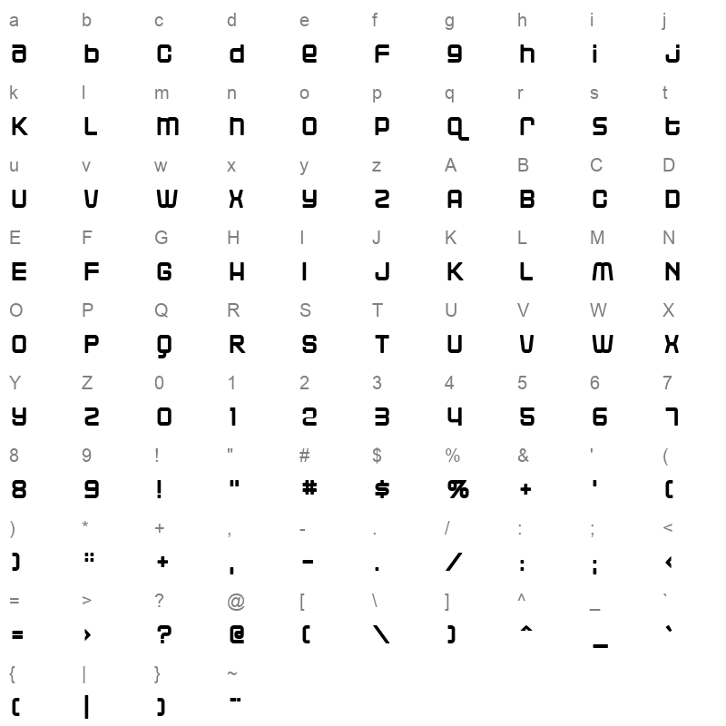 blackjack Character Map