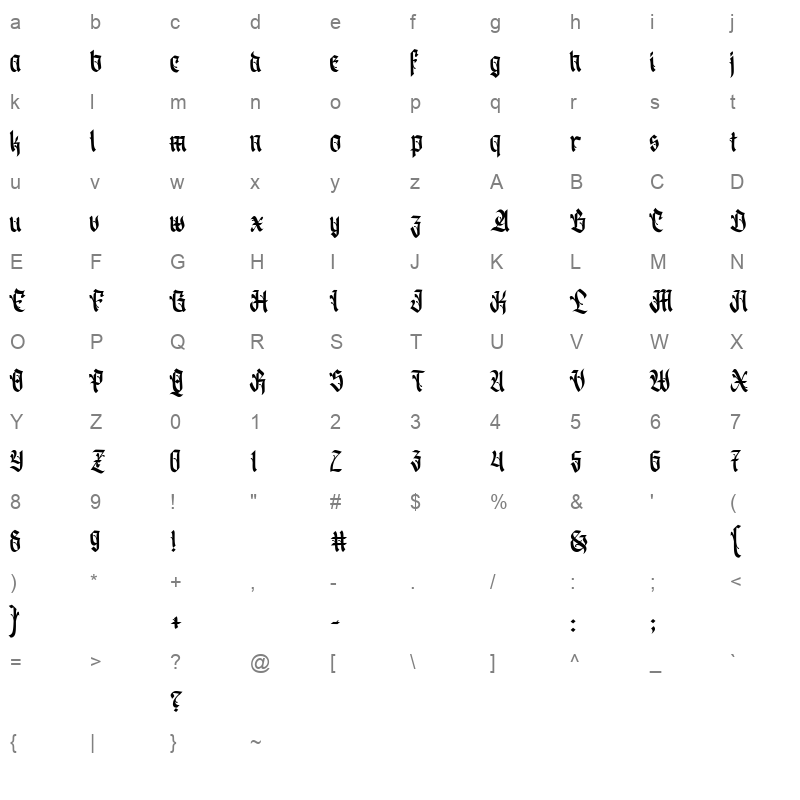 blackpearl Character Map