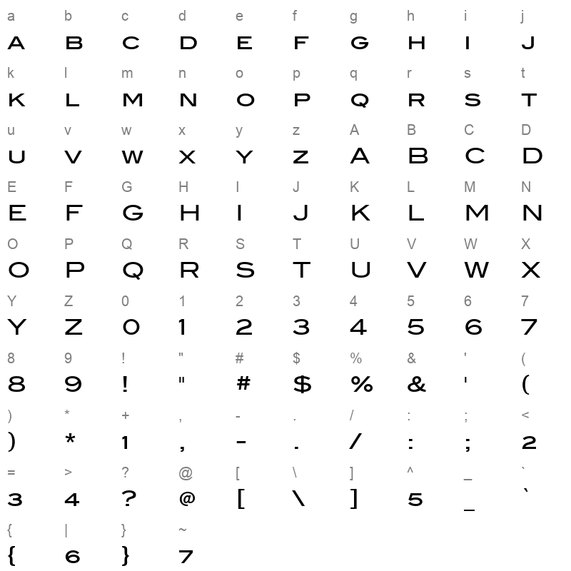 blair itc medium Character Map