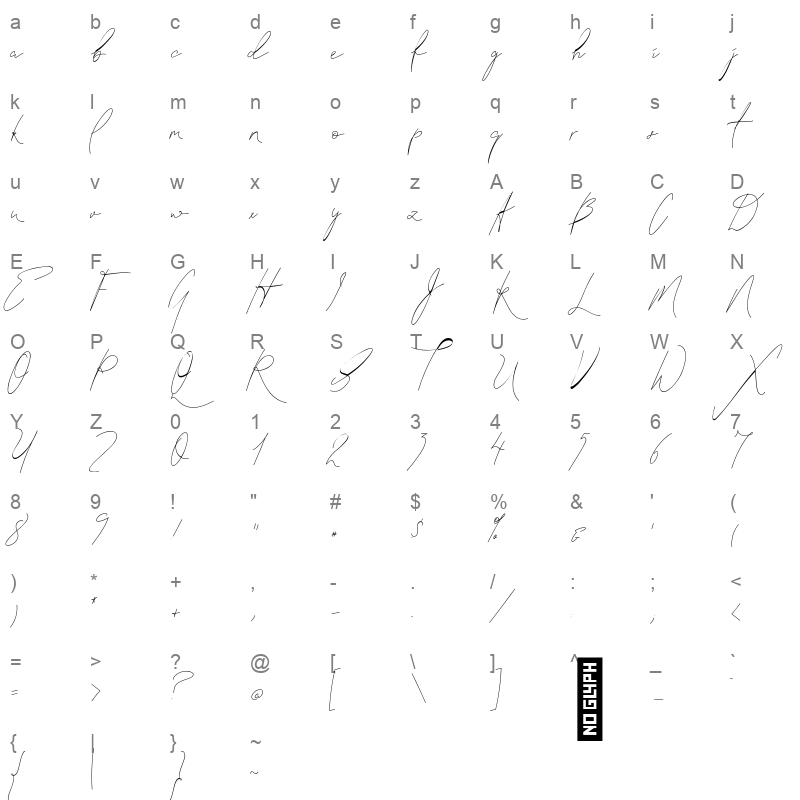 blanc seing light Character Map