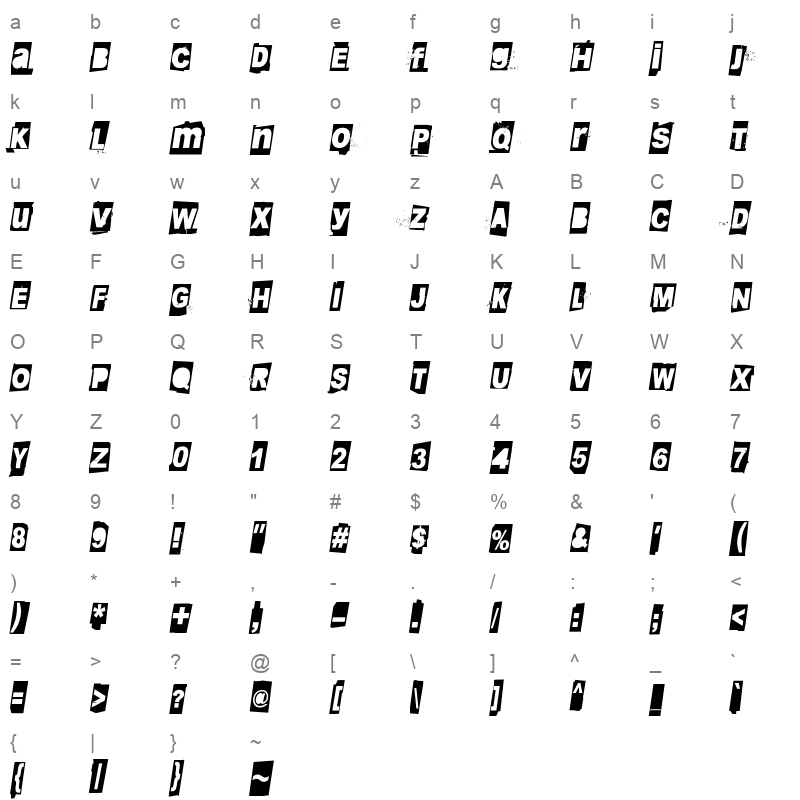 blankblizzkrieg italic Character Map