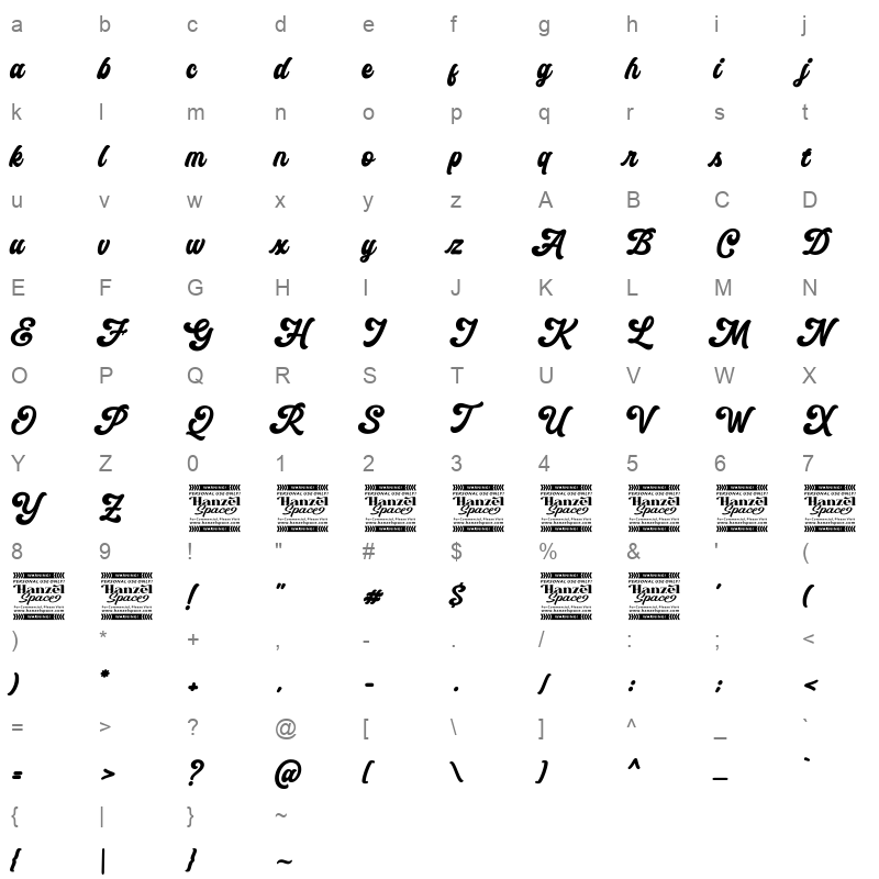Blantik Character Map