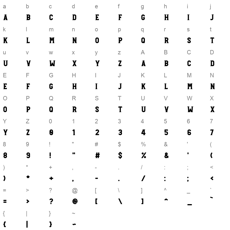 blatchford bold Character Map