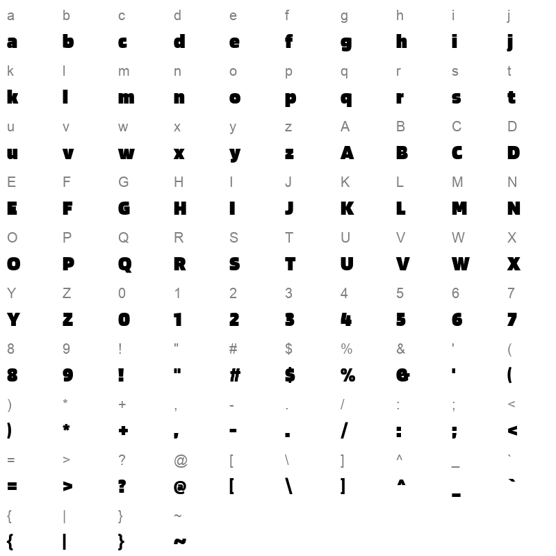 Blinker Black Character Map