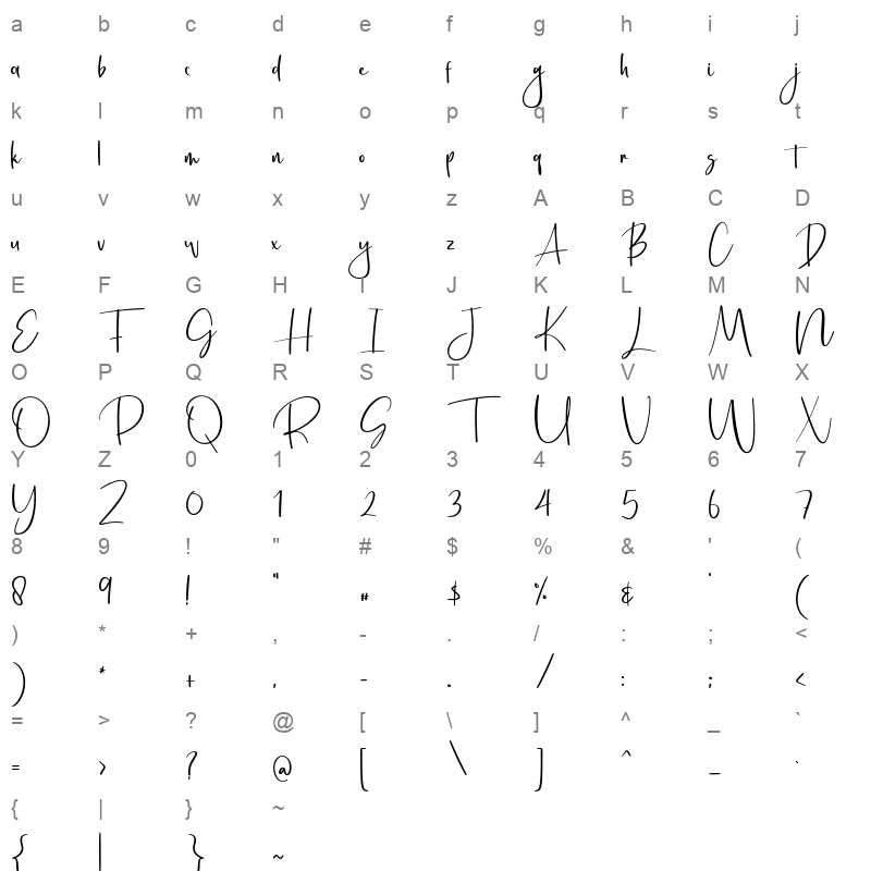 bliss serenity Character Map