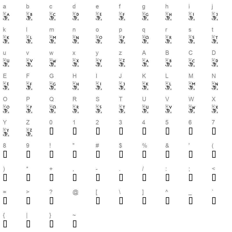 blitzys font Character Map