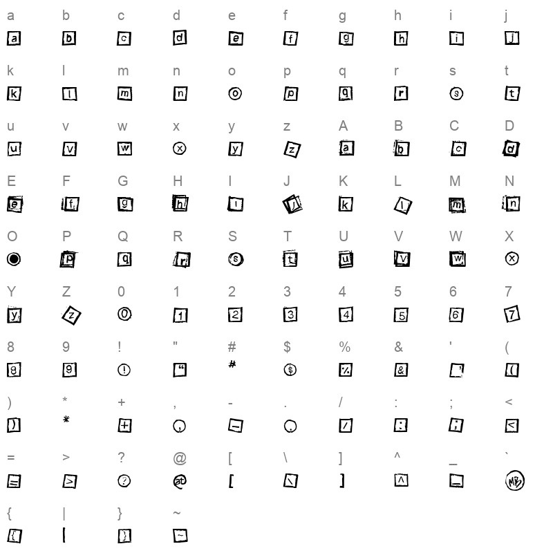 bloktype Character Map