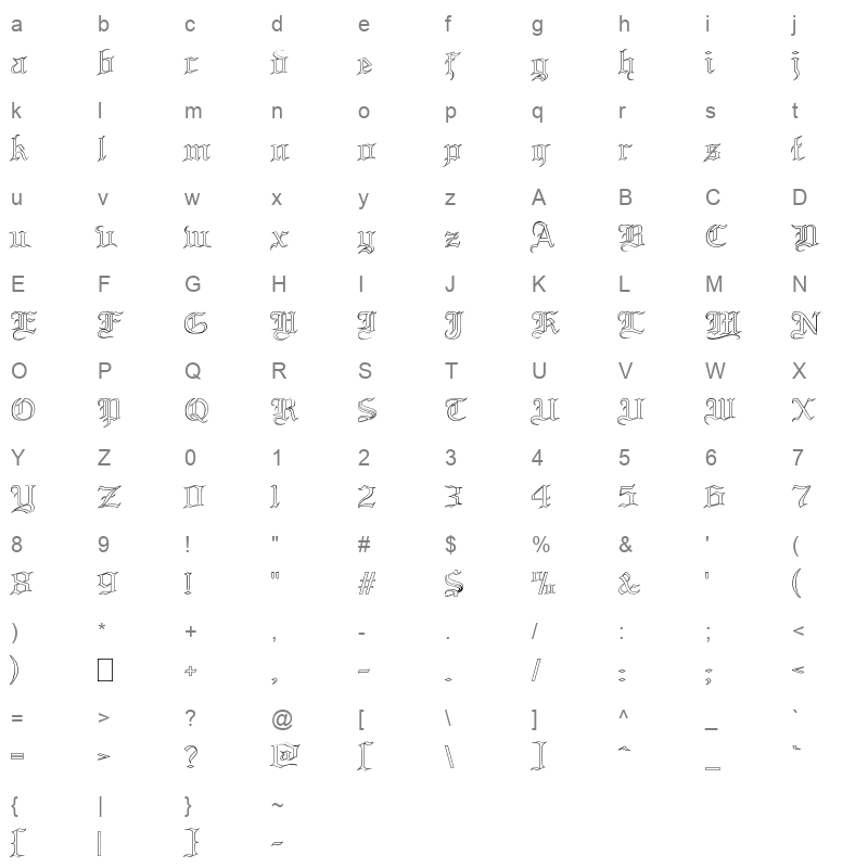 blood and blade outline Character Map