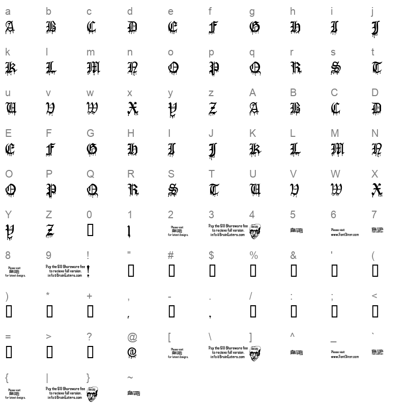 blood of draculasw Character Map
